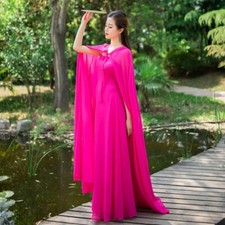 Damen chiffon umhang cape lang - umhang,