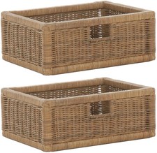 Set/2 Stabiler Regalkorb Schubfach Rattan Regalkorb Schrankkorb (Hellbraun)
