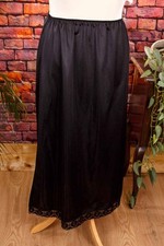 Vintage Unterrock schwarz wadenlang Spitzensaum Gothic Wäsche Unisize