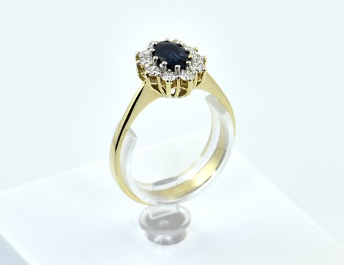 Saphir diamant ring 585 000 - ring, 585/000