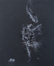 Original Kohlezeichnung Katze