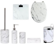 MSV Keramik WC Bürste Seifenspender WC Sitz Kosmetikeimer Personenwaage Marmor
