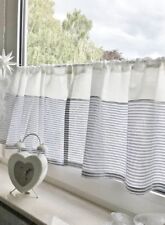 SHABBY Streifen Scheibengardine Bistrogardine gestreift GARDINE grau weiß