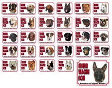 Warntafel "Hier wache ich" Hunde Warnschild 25x20 cm Außenbereich 29 Hunderassen