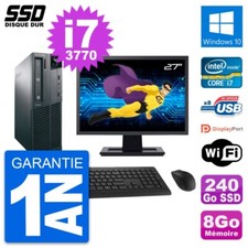 PC LENOVO M82 SFF Bildschirm 27 " Intel Core i7-3770 RAM 8Go SSD 240Go Windows