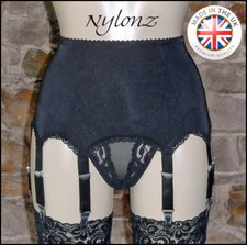 8 Riemen Luxus Hosenträger Gürtel schwarz (Strumpfband) NYLONZ 🙂 🙂 Made in UK 🙂 🙂