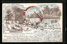 Lithographie Hamburg-Rothenburgsort, Gasthaus zur Bullenhuser Schleuse von Wilh 
