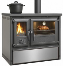 EEK A+ Küchenofen Holzherd Modell Forno - Edelstahl - 6 kW