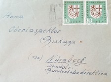 FÜRTH: Briefumschlag - postgelaufen - gestempelt  1.3.1957