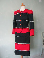 RENZO  Kleid Kostüm Zweiteiler Vintage Schößchen blau rot weiss Größe 40 L