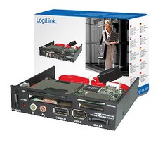 LogiLink 3,5" Frontpanel intern Cardreader FW USB HUB SATA eSATA PC 3,5mm 