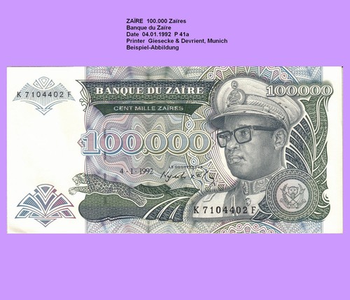 Zaire 100000 zaires 1992 - ,
