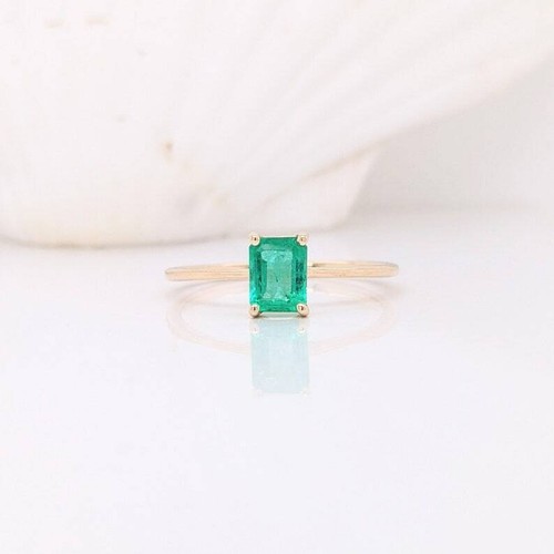 14k gelbgold smaragd solitär - 14k,