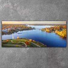 Leinwand Wandbilder XXL Canvas Wohnzimmer Fluss Natur Landschafts Bäume 125x50