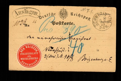 Postkarte schwerin 1875 - postkarte,