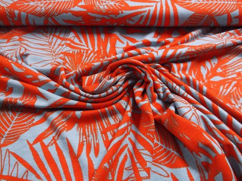 Stoff jersey orange hell - stoff, blau
