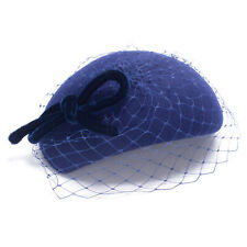Teardrop Navy Blue Velvet Damen Wollfilz Fascinator Knot Tam Casque Hut T497