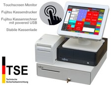 TSE KASSE MIT TOUCHSCREEN MONITOR DRUCKER SCANNER GELDLADE EINZELHANDEL KA50-80