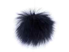 Kunstfell Pompon Flauschige Bommel 8cm dunkel blau Für Mütze Schlüsselanhänger