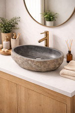 Waschbecken Flussstein Oval