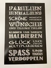 Kunstdruck Tafelbild Print mit Spruch Familieneinmaleins Familie Din A4
