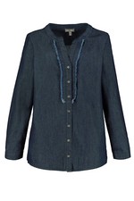GINA LAURA NP.49,99 GR.40 Denim WIE JEANS BLUSE mit Fransendetail blue denim