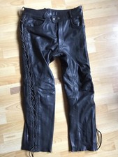 L3 Lederhose Bikerhose „echt Leder“  Gr.M/L mit Schnüren Schwarz Männer/Frauen