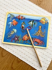 Motorik Spielzeug Fische Angelspiel Holz Magnet Puzzle