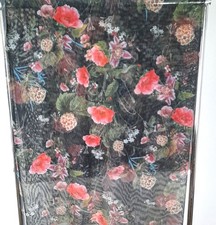 Stoff Rest Mesh schwarz Blumen