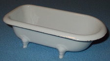 Bade-Wanne mit Füßen Gusseisen Weiß Emailliert Große Puppenstube Reklame Muster