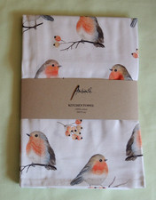 Ambiente Geschirrtuch Rotkehlchen Vogel Vögel Geschirrhandtuch Küche Hagebutte