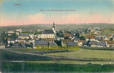 color AK Eibau; Blick vom Beckenberg, Kirche, Schule, Weberei ?, 1912