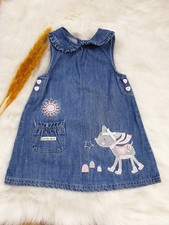 ⭐Englandmode TU Kleid Jeanskleid Blau Stickerei Mädchen 74/80 9-12 Monate⭐