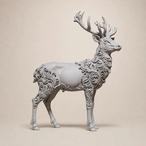 Floral hirsch skulptur - skulptur, –