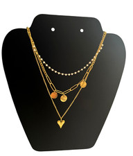 Damen-Schmuck Set Halskette Damen Edelstahl Schmuck  mit Anhänger Herz Gold
