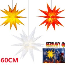 60cm 3D Leuchtstern Weihnachtsstern beleuchtet Innen Außen Advent Stern Deko DE
