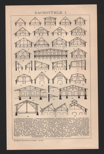 Lithografie 1901 dachstühle - 1901:,