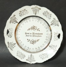 Alter Andenkenteller Silberhochzeit Andenken Porzellan Teller Silber Hochzeit