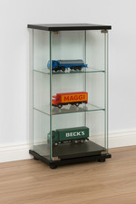 Vitrinenschrank Sammler Vitrine Hartglas Schwarz 42,5 × 36,5 × 86 cm