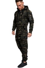 Herren Overall Jumpsuit Jogging Cargo-Style Onesie Sportanzug Camouflage 3006