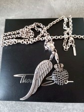 Massive Thomas Sabo Kette & großer Engelsflügel Herz mit Krone schwarze Zirkonia