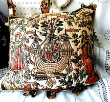 Antik-Brocante- Kissenbezug-Goldstickerei -Samt-Leinen-Brokat-- ca.54 x 46cm