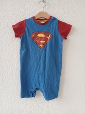 H&M Superman Romper Gr. 86 Blau Baumwolle Strampler Onesie Schlafanzug