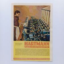 1943 Hartmann Spinnereimaschinen Textilmaschinen Chemnitz Werbeanzeige, Reklame