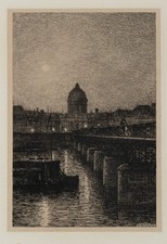M. LALANNE (1827-1886), Paris Dämmerung, Rad. Romantik Stadtbilder 1850-1899 Dru