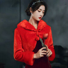 Damen Solid Kunstpelz Bolero