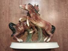 ALTE ANTIKE SITZENDORF PFERDE PORZELLANFIGUR 2 PFERDE FIGURENGRUPPE PFERD FIGUR