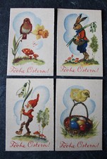 4 x kleine Kärtchen Frohe Ostern! Einschübe für DDR Schokoladen, um 1950