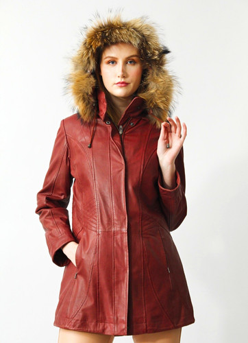 Leder damen parka - leder,