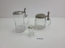 3x Bierkrug ORIGINAL HAKU BMF Glas Zinndeckel Bayerisches Wappen Deko #2510734